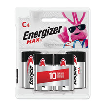 Cargar imagen en el visor de la galería, 32108 Pilas alcalinas Energizer MAX C, paquete de 4 en tarjeta
