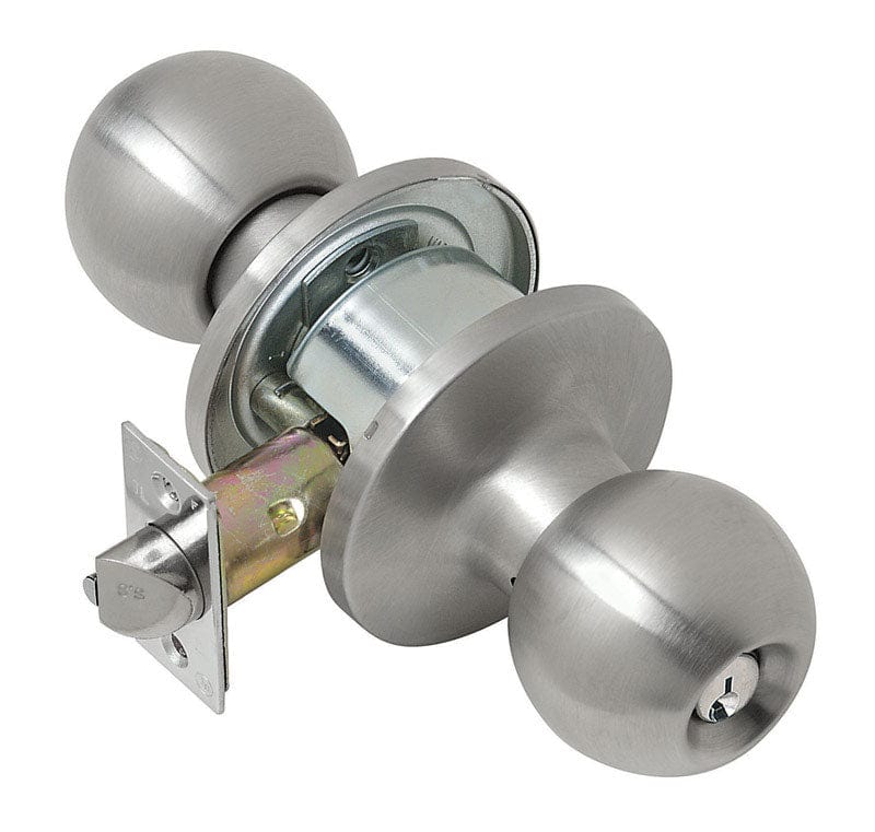 Tell Empire Satin Stainless Steel Entry Lockset ANSI Grade 2 1-3/4 in.