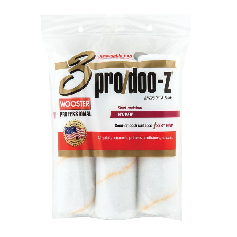 Wooster Pro Doo-Z Tejido 3/8 pulg. x 9 pulg. W Cubierta para rodillo de pintura 3 pk